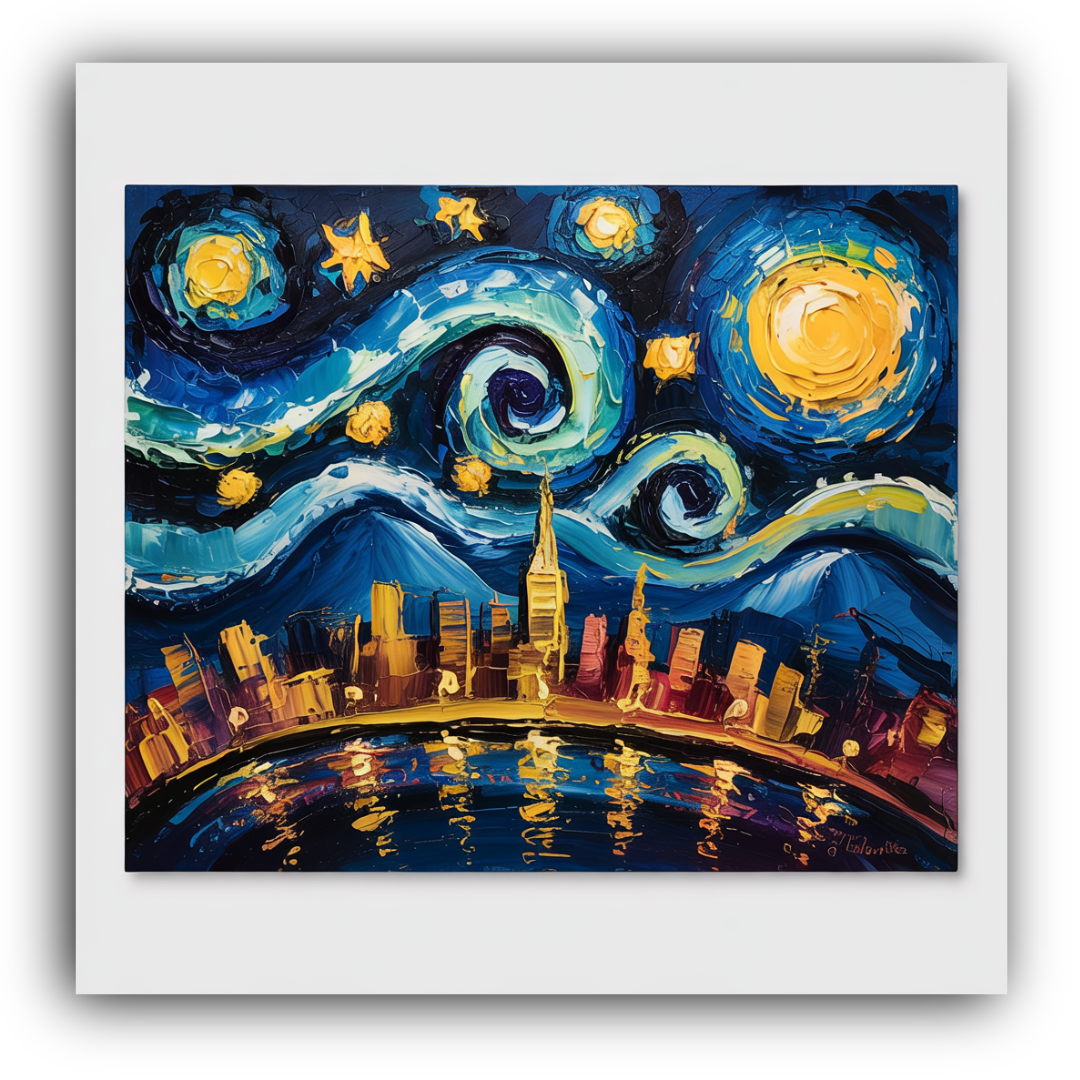Starry Night Style Cityscape
