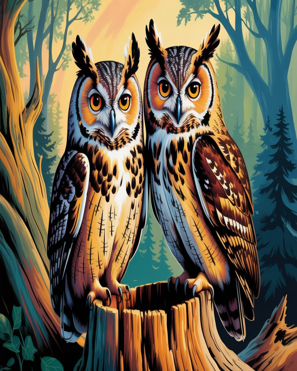 Mystic Forest Owls
