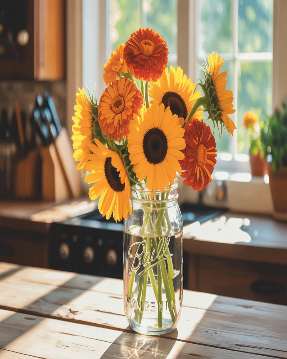 Sunlit Jar Blooms