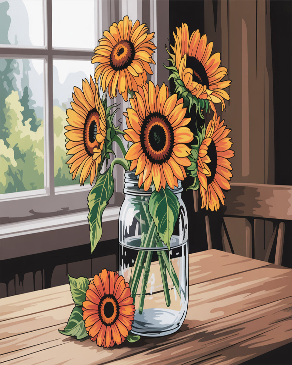 Sunlit Sunflower Jar