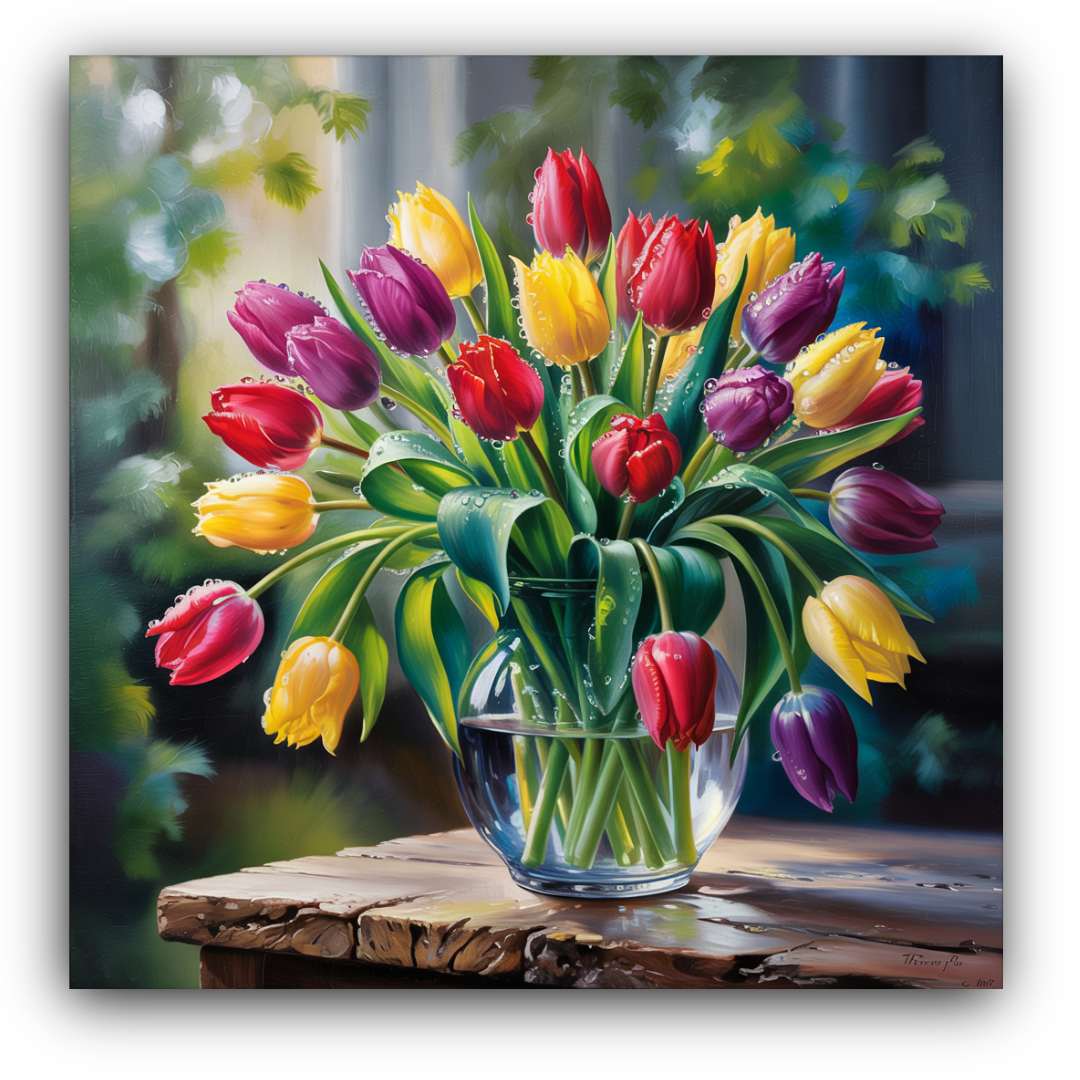 Tulips in Morning Dew