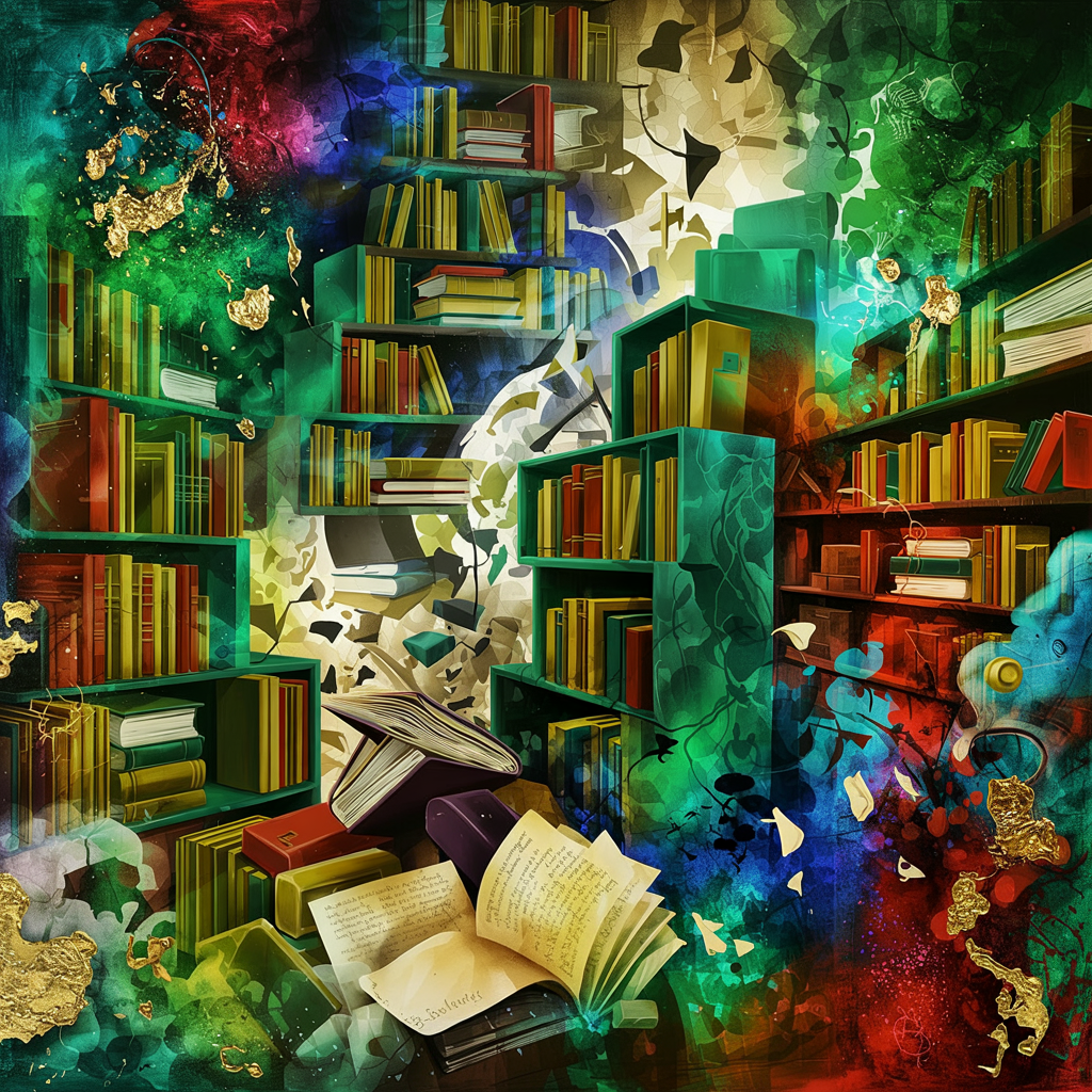 Whimsical Colorful Library Scene